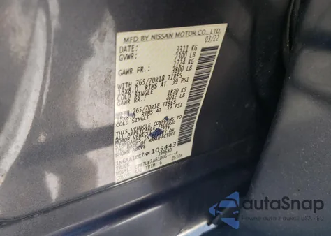 2022 Nissan Titan S из США, поврежденный, VIN 1N6AA1EC7NN105443